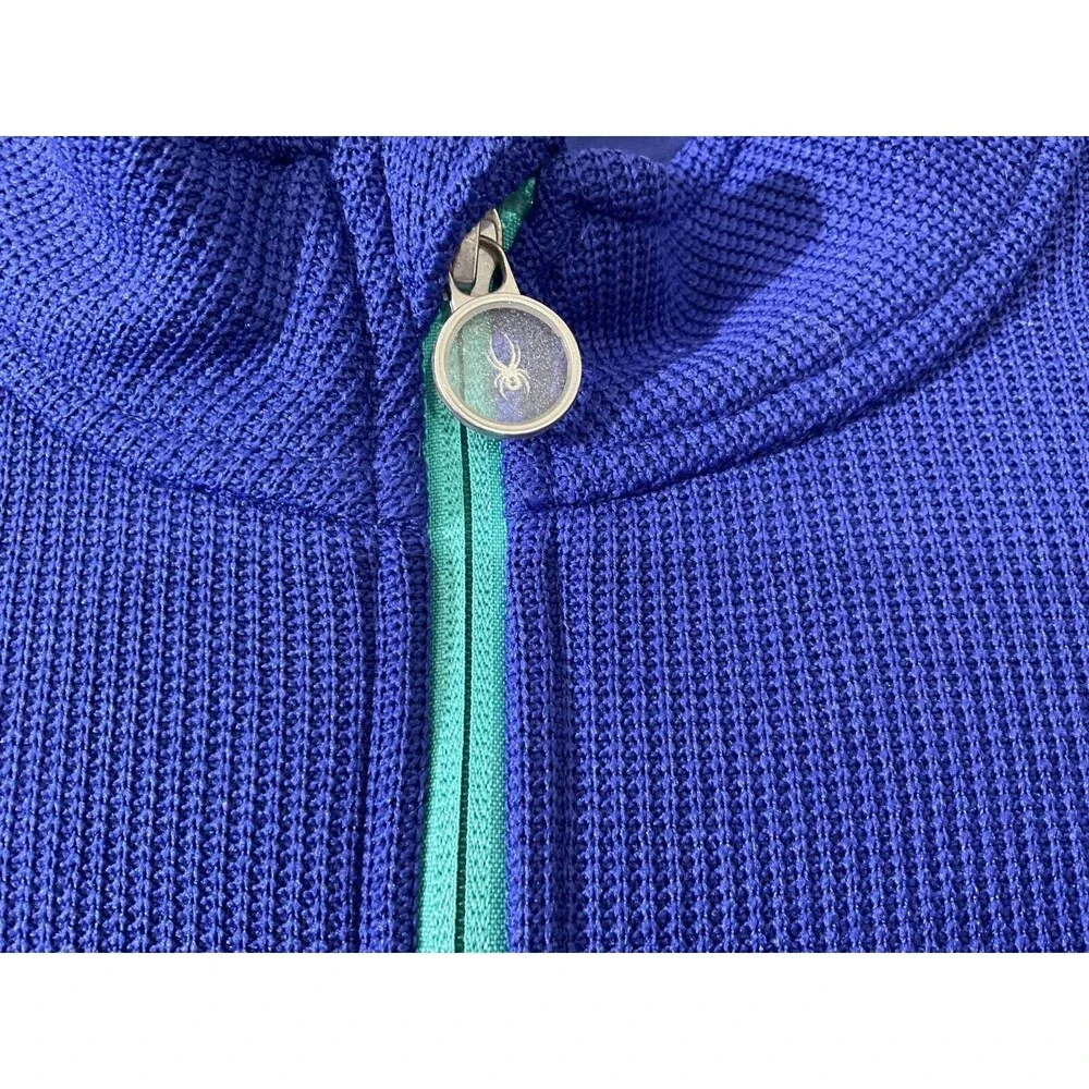SPYDER full zip sweater jacket Core  Youth sz XL /18 Blue logo zip pull & sleeve